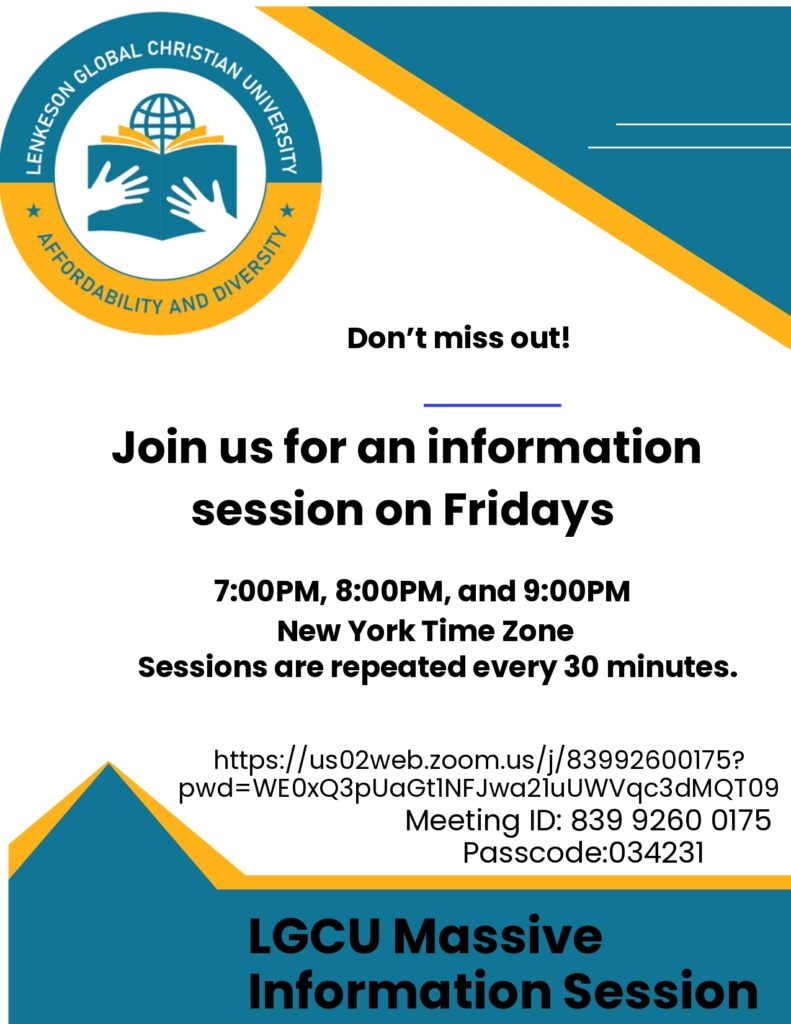 University information session Fridays via Zoom.